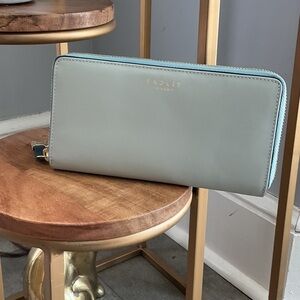Radley London Pale Mint with blue accents zip wallet